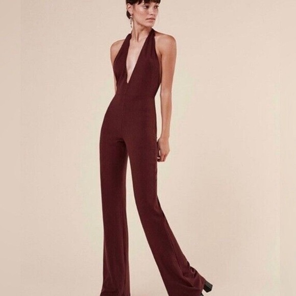 Reformation Pants - Reformation Berry Halter Jumpsuit Ribbed Low back Small